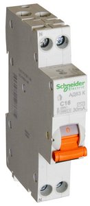 Schneider Electric 12523, Автомат дифференциальный АД63 К 1П+Н 20A 30MA C Schneider Electric 12523