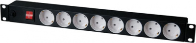 Блок розеток 1U, 8 розеток Schuko с фильтром TLK TLK-RS08MF1-BK